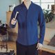 thumbnail image 2 of Camisas Vaqueras Para Hombre Moda masculina Primavera y verano Casual Manga larga Solapa Color sólido Camisa Camisa transpirable para hombres (Blue, 5XL), 2 of 4