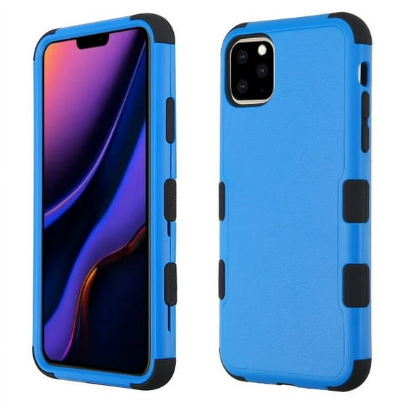 Apple iPhone 11 PRO MAX Phone Case Tuff Hybrid Fusion Shockproof Impact Rubber Dual Layer Full Body Rugged Hard Full Body Protective Shock Absorbent Bumper TPU Cover Blue Black for iPhone 11 Pro Max