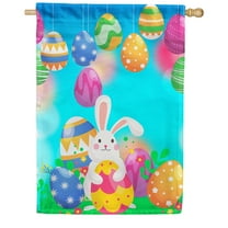 America Forever Easter Bunny House Flag 28 x 40 inch Double Sided Rabbit Colorful Egg Hunt Party Small Spring Holiday Seasonal Easter Day Flags for Outdoor Yard Lawn Decoration