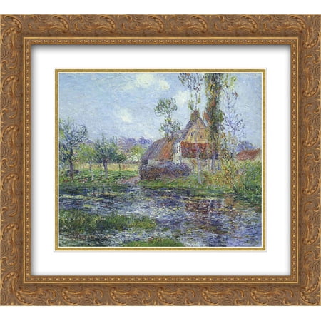 Gustave Loiseau 2x Matted 24x20 Gold Ornate Framed Art Print 'Hendreville by the Eure River'