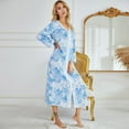thumbnail image 4 of Women Bathrobe Lace Satin Lingerie Robe Long Sleeve Babydoll Nightie Robes Kimono Robe, 4 of 9