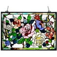 thumbnail image 2 of 19 Inch Glass Window Panel with Rose Design, Multicolor, 2 of 4