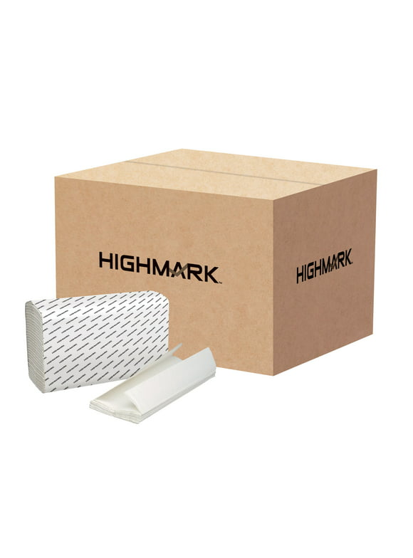 Highmark 100% Recycled C-Fold Paper Towels, White, 150 Towels Per Pack, Case Of 16 Packs