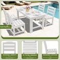 thumbnail image 4 of SERWALL 7-Piece HDPE Outdoor Dining Table Set, All-Weather 67-Inch Patio Table and 6 Armless Chairs for Deck, Lawn or Garden, White, 4 of 7