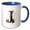 Blue/White, variant on 3drose, Dazzling Letter J. Halloween Monogram, Broom, Wizard Hat, Cat Art, 11oz Mug