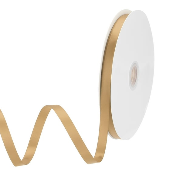 Uxcell Satin Ribbon Grosgrain Solid Silk Wedding Bouquet Ribbon for Valentine's Day Gift Wrapping Cake Box Bows Gold-3/8" x 65 Yard