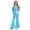Light Blue, variant on Girls Metallic Flared Pants Jumpsuit Spaghetti Straps Hippie Dance Full Body Unitard Performance Gold 10
