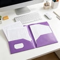 thumbnail image 6 of Two Pocket Folders Plastic Document Organizer Folder with Flap Double Pocket Presentation Folders Purple, 6 of 6