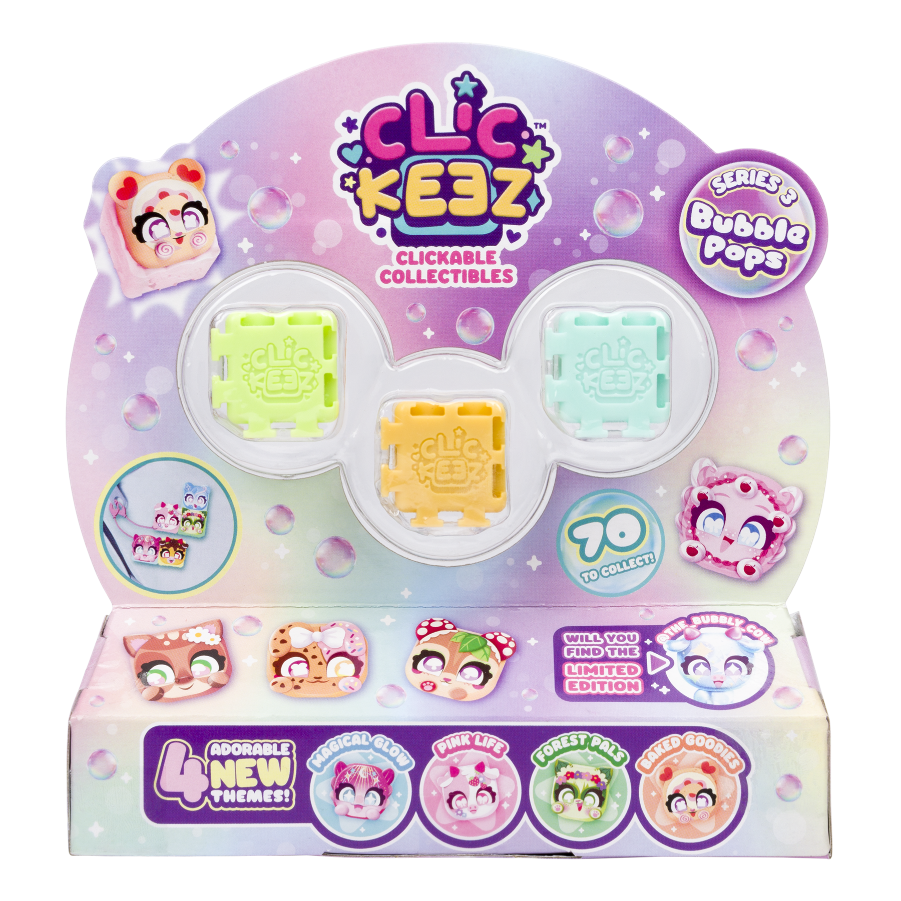 Clickeez Series 3 5-Pack, 5 Collectible Character Keyboard Keys Click and Clack, Create Your Own Keychain, Ages 6+