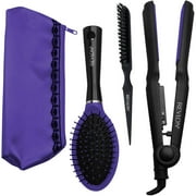 Revlon Ceramic Hair Straightener Gift Set, Purple, 4 pc