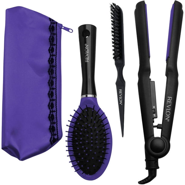 Revlon Ceramic Hair Straightener Gift Set Purple 4 Pc Ceramic Hair Straightener Gift Set