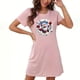thumbnail image 1 of Camisón corto navideño para mujer, talla grande, cuello redondo, manga corta, estampado en el pecho, vestido de noche para mujer, 1 of 3