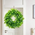 thumbnail image 6 of Artificial Greenery Wreath Small 9inch Green Leaves Boxwood Wreath for Front Door Festival Celebration Fireplace Window Party Decor, 6 of 8