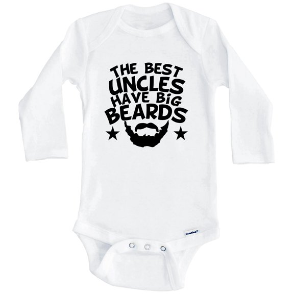 The Best Uncles Have Big Beards Baby Bodysuit - Funny Niece Nephew Baby Bodysuit (Long Sleeve), 0-3 Months White