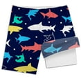 thumbnail image 3 of MEZZALL Boys Shark Printed Swimming Shorts With Lace Up High Waisted Loose Casual Swim Trunks Summer Beach Vacation Pool 10-12 Years Classic Kids Wear, 3 of 5