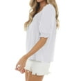 thumbnail image 3 of Square Neck Womens Casual Puff Half Sleeve Tops Pleated T Shirts, 3 of 4