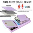 thumbnail image 5 of Nalacover RFID Blocking Wallet Case for Samsung Galaxy S22 Ultra, Shockproof PU Leather Magnetic Button Zipper Purse Card Slots & Kickstand Crossbody Phone Case with Shoulder & Wrist Strap,Purple, 5 of 12