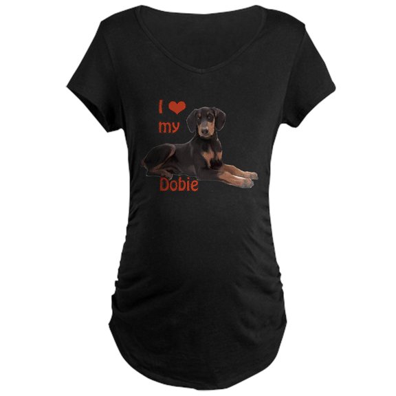 CafePress - I Heart My Doberman Maternity Dark T Shirt - Maternity Dark T-Shirt