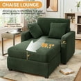 thumbnail image 2 of LUMIHO Chaise Lounge Chair Indoor, 42" Sleeper Chair with Two Throw Pillows and Armrests, Corduroy Chaise Couch Chair with Ottoman for Living Room, Bedroom, Apartment, Green, 2 of 8