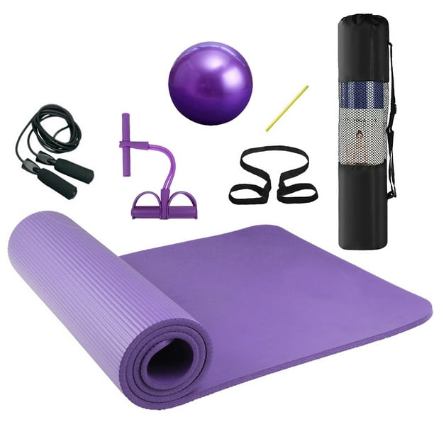 4pcs Home Exercise Kit Yoga Mat Pilates Ball Ankle Puller Jump