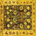 thumbnail image 1 of Ahgly Company Machine Washable Indoor Square Oriental Yellow Traditional Area Rugs, 3' Square, 1 of 4