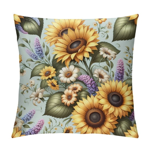 JRXY Vintage Sunflower Throw Pillow Covers Summer Floral Decorative Pillow Cases Cushion Covers for Sofa Couch Car Bedroom Home Decor 12x12in