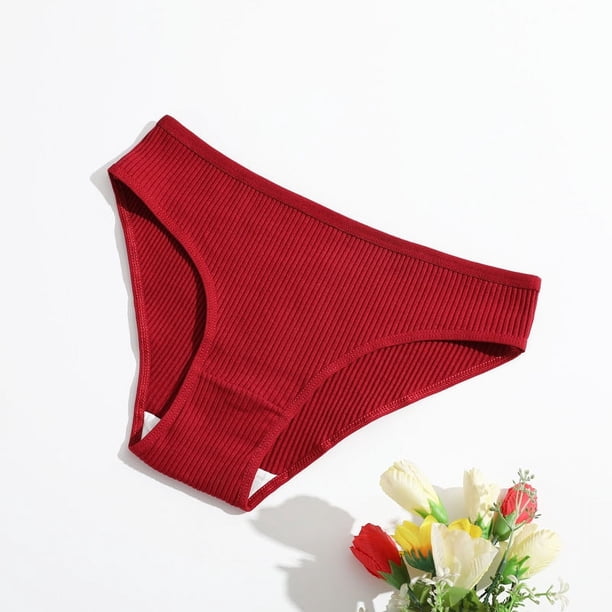 Ropa interior de mujer de hilo de algodón de color sólido de cintura baja y cadera, ropa interior transpirable de doble capa para niñas