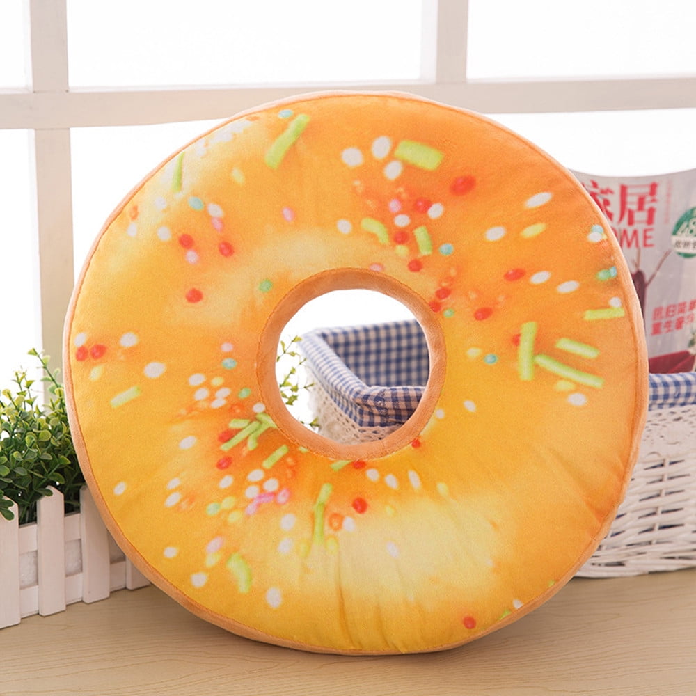 Mrulic Home Textiles Soft Plush Pillow Seat Pad Sweet Donut Foods Cushion Cover Case Toys C Com