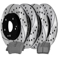 thumbnail image 1 of AutoShack Front and Rear Drilled and Slotted Brake Kit Rotors Black and Ceramic Pads Set of 4 Replacement for 2001-2005 Mercedes C320 2003-2005 C240 CLK320 2006-2007 C280 C350 V6 AWD RWD SCD872PR44102, 1 of 4