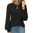 thumbnail image 6 of ATOYSOY Women's Casual Elegant Shirts Loose Lace Raglan Tops Outwear Crew Neck Sweatshirts Long Sleeve Tees Fall Winter Fashion Solid Color Pullover Black L, 6 of 8