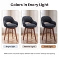thumbnail image 3 of AFO 26" Upholstered Counter Height Bar Stools Set of 2, Modern Swivel Bar Stool with Armrests & Solid Wood Legs, Mid Century Barstool Island Chairs for Kitchen Island Dining Room, Dark Blue, 3 of 12
