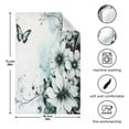 thumbnail image 3 of WOBOGO Cyan Flowers Kitchen Towel 1 Piece Large Cotton Dishcloth Premium Absorbency Set with Hanging Loop, 3 of 7