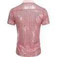 thumbnail image 4 of QHFBli Men's Sequin Dress Shirt 70s Disco Sparkle Party Short Sleeve Button Down Shirts, 4 of 8