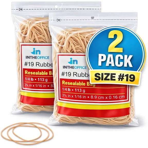 1InTheOffice Rubber Bands #19, Thick Rubber Bands Size 19, Beige Rubber Bands, 410 per bag tottal of 820