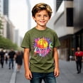 thumbnail image 2 of KHONTS Kid's Boys Basketball Colorful for Player and Fan Graphic T-Shirt Short Sleeve Casual Tees,Size 2-13 Years Army Green 140, 2 of 3