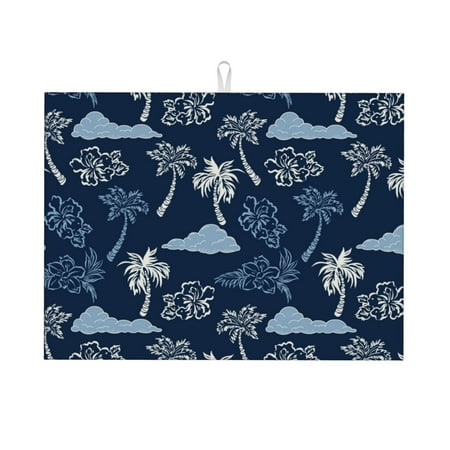 

Large Dish Drying Mats for Kitchen Counter - Hawaiian Blue Style 18x24In Anti-Slip Absorbent Microfiber Drying Mat for Kitchen Counter Mat Dish Rack Mat with Hanging Loop