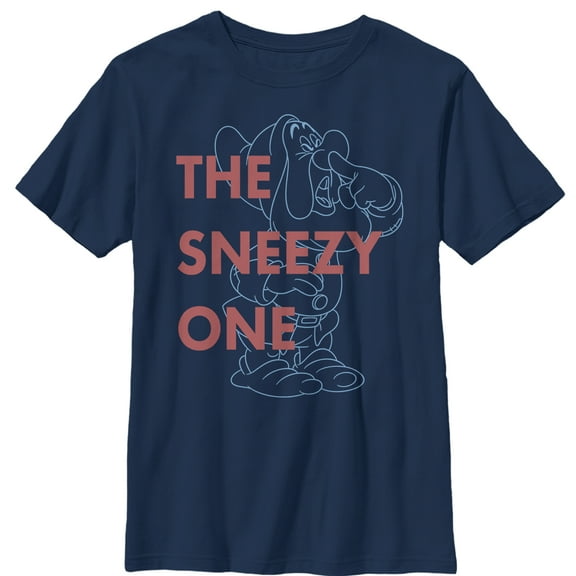 Boy's Snow White and the Seven Dwarfs Sneezy One  Graphic Tee Navy Blue Small