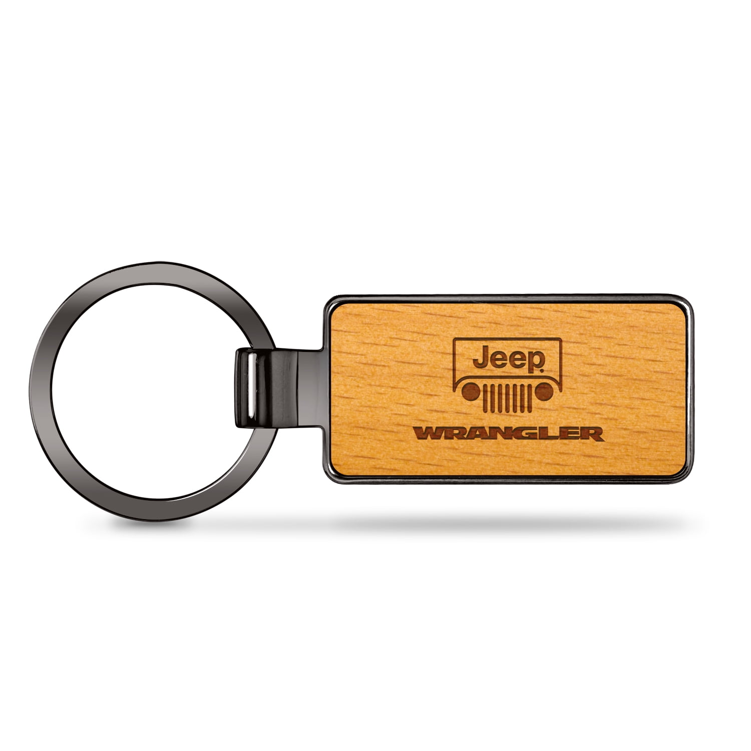 Jeep Wrangler Laser Engraved Maple Wood Gunmetal Frame Case Key