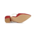 thumbnail image 5 of BLISSFUL STEP Women's Pointy Toe Block Heel Dress Mules Pumps Red White 9, 5 of 7