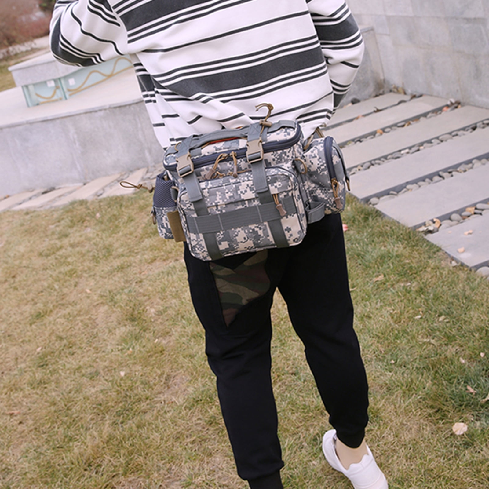 SPRING PARK Carp Sea Fly Fishing Tackle Fishing Lures Reel Storage Bag Pack Carryall Waist Single Shoulder Bag Waterproof