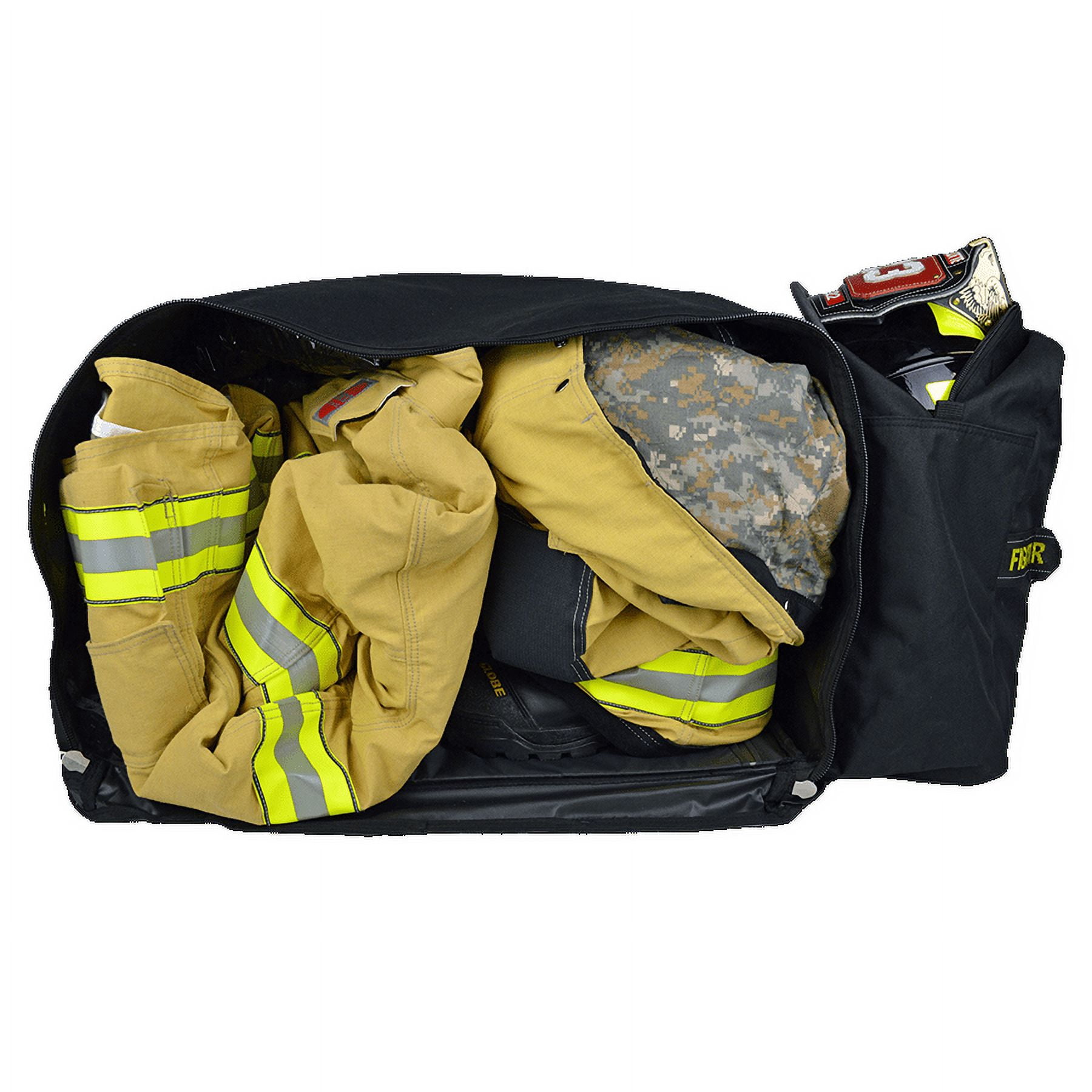 Lightning X Fireman's Value Edition XL Firefighter Step-in Turnout Gear Bag w/Wheels, Helmet Pocket & Maltese Cross for First Responder Black