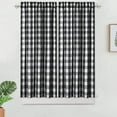 thumbnail image 1 of GlowSol Kitchen Curtains Farmhouse Buffalo Check Pattern Blackout Half Window Curtains for Living Room Bedroom, 28"W x 45"L 2 Panels, Black White, 1 of 6