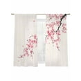 thumbnail image 2 of Sheer Curtains 72 Inches Long 2 Panels, Cherry Blossoms Country Pink Flower Rod Pocket Curtain Voile Draperies, Retro Linen Light Filtering Window Treatment for Living Room Kitchen Bedroom, 2 of 8