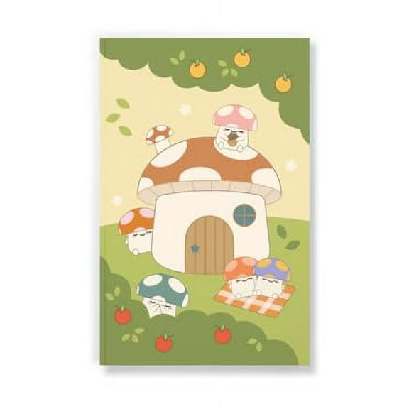 Denik LFC1888L Smoko Mushroom Garden Layflat Notebook, 1 Subject, Medium/college Rule, Green/tan/red Cover, (72) 8 X 5 Sheets