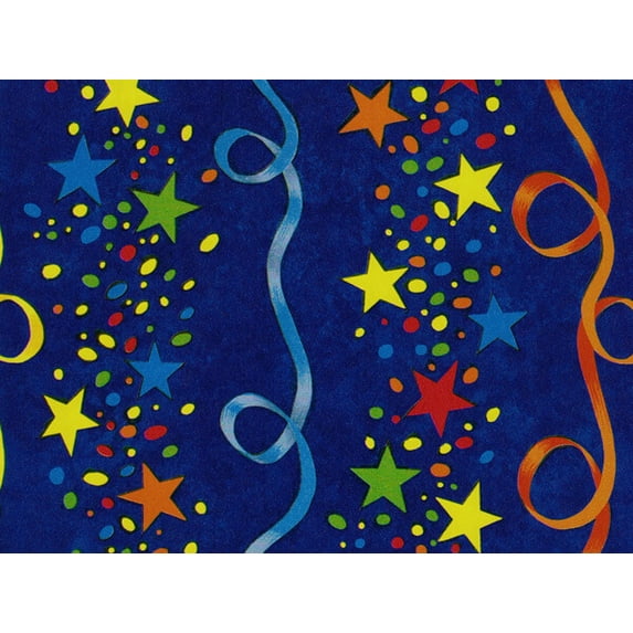 Pack of 1, Stars & Streamers 24" x 417' Gift Wrap Half Ream Roll for Holiday, Party, Kids' Birthday, Wedding & Special Occasion Packaging