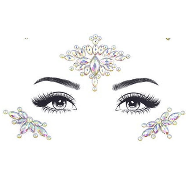 Joyas con gemas para el rostro con diamantes de imitación FloreceBien, gemas para el rostro con cristales Rave para pegar en festivales Rave