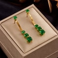 thumbnail image 2 of SPEKSEE Vintage Green Rhinestone Zircon Drop Earrings Accessories Geometric Square Charm Pendent Long Dangle Earring Ear Decorative Jewelry Gift for Friends Birthday Mother's Day, 2 of 5