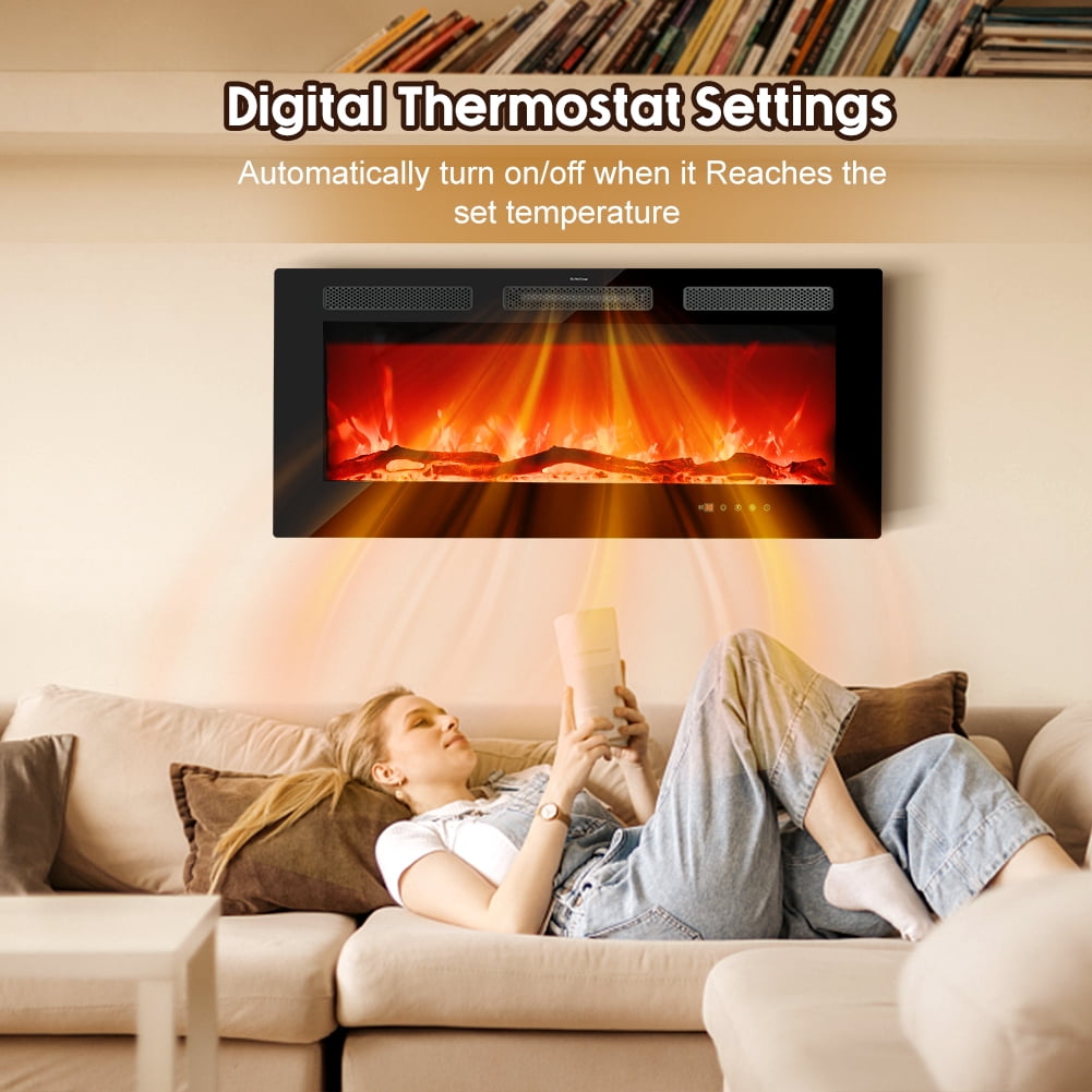 Lifeplus 42 1500-Watt Freestanding/Wall-Mounted Electric Fireplace Heater,  Black - Walmart.com