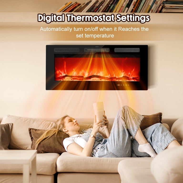 Lifeplus 42 1500-Watt Freestanding/Wall-Mounted Electric Fireplace Heater,  Black - Walmart.com