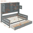 thumbnail image 2 of Harper & Bright Designs Full Size Daybed with and Storage Bookcase, Wood Daybed with 2 Drawers, Full Wooden Day Bed with Storage Cabinets Shelves, Gray, 2 of 18